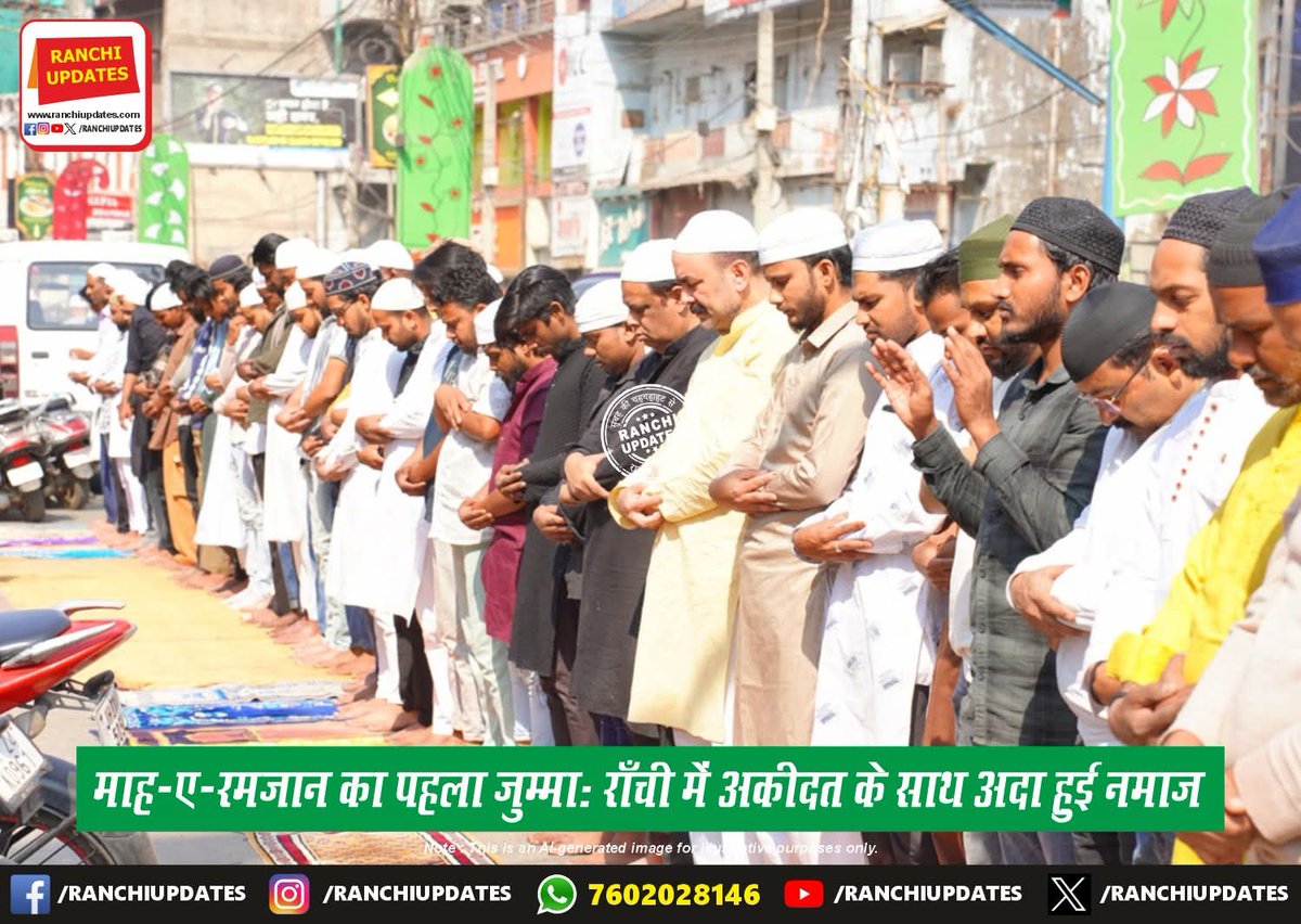 RanchiUpdates's tweet photo. आज राँची की मस्जिदों में माह-ए-रमज़ान के पहले जुम्मा की नमाज़ अदा की गई, जहाँ रोज़ेदारों ने देश-दुनिया और समाज की खुशहाली के लिए दुआ की।
#RanchiBlogger #Ranchi #Jharkhand #RanchiUpdates #RanchiNews #JharkhandNews #ranchi_the_heart_of_jharkhand https://t.co/zVrYhwGtxu