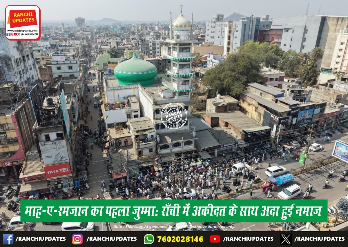 RanchiUpdates's tweet photo. आज राँची की मस्जिदों में माह-ए-रमज़ान के पहले जुम्मा की नमाज़ अदा की गई, जहाँ रोज़ेदारों ने देश-दुनिया और समाज की खुशहाली के लिए दुआ की।
#RanchiBlogger #Ranchi #Jharkhand #RanchiUpdates #RanchiNews #JharkhandNews #ranchi_the_heart_of_jharkhand https://t.co/zVrYhwGtxu