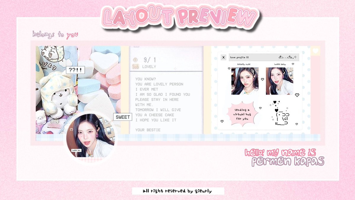 gieurly's tweet image. 💌 — help repost please, gomawo &amp;gt;&amp;lt;

hi sweeties! aku punya layout karina dan ian nih 🌟 bisa banget dibawa pulang dari sekarang yaa, prici ada di ALT aku tunggu di dm yaa 🧁🍥🎀

#zonauang
