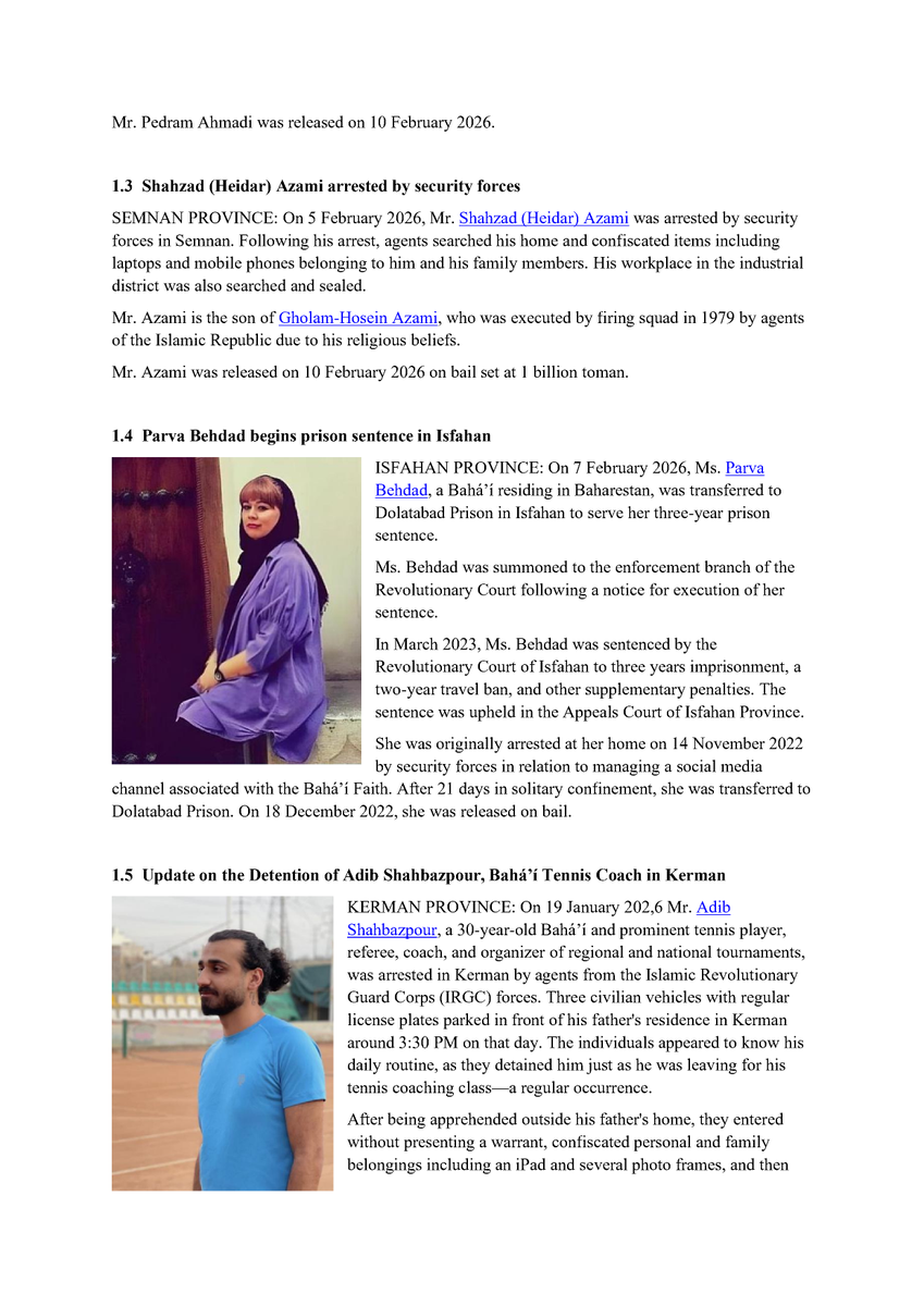 PersecutionIran's tweet photo. Iran News #Bulletin #03-2026 re the persecution and human rights abuses of the Bahá'ís in #Iran is available here:
https://t.co/r76NoKnnp8
#Bahai #Bahais_of_Iran #HumanRights
#Kerman #Shahrekord #Mashhad #Semnan #Tehran #Azna #Aligudarz #Borujerd #Baharestan https://t.co/9XmD0ZvmFV