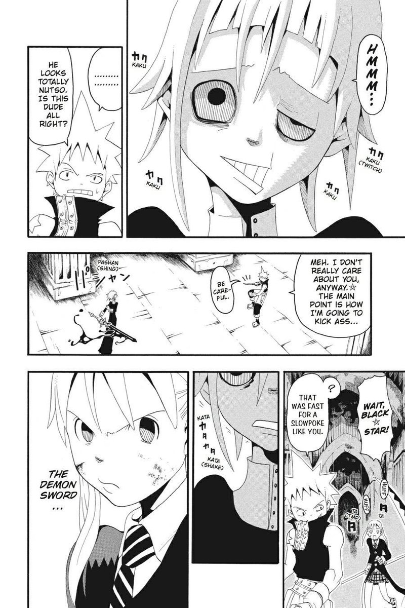 i like this page where crona puts up their guard to fight blackstar and then is immediately thrown off guard at the sight of maka (mind you they nearly killed her last time)