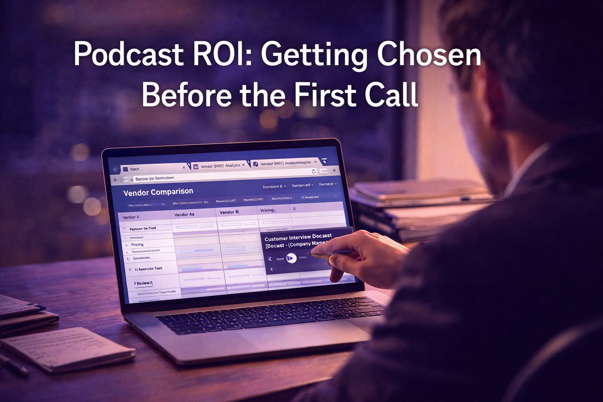 avrohomg's tweet photo. How do we measure ROI on a podcast?
You can't track it like a Google ad.
No pixel.
No click.
No instant dashboard.
Podcast ROI isn't instant. But when prospects say "I heard your episode" and sales calls feel warmer — that's trust compounding.
#CustomerProof @EvanKirstel https://t.co/l73A4L54IV