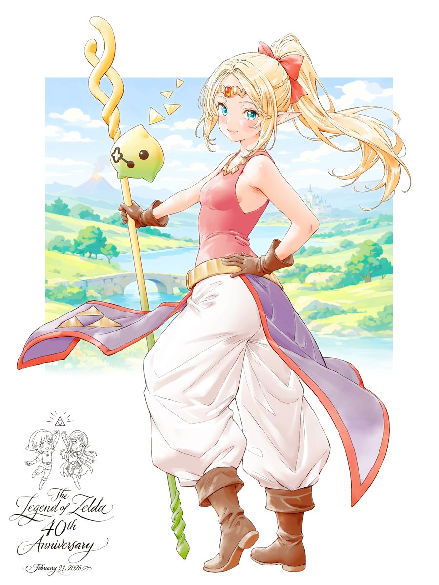 2月21日は㊗️#ゼルダの伝説40周年🎊

知恵のかりものに登場した「姫の旅装束」姿のゼルダを描きました🐱
以前の絵のリメイク✨

背景はなくてもいいかとも思いましたが、いちおうOP画面の場所からハイラル城🏰とオルディン火山🌋を臨む方角にしています😺

#ゼルダの伝説 #Zelda