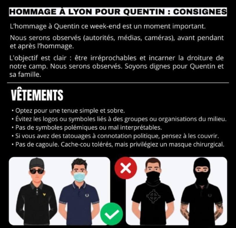 C'est marrant que les organisateurs de la marche des Fafs à Lyon demandent de cacher les logos des groupes, les symboles polémiques ou les tatouages des sympathisants...
On aurait presque l'impression qu'ils essayent de cacher des trucs.
Mais quoi ?