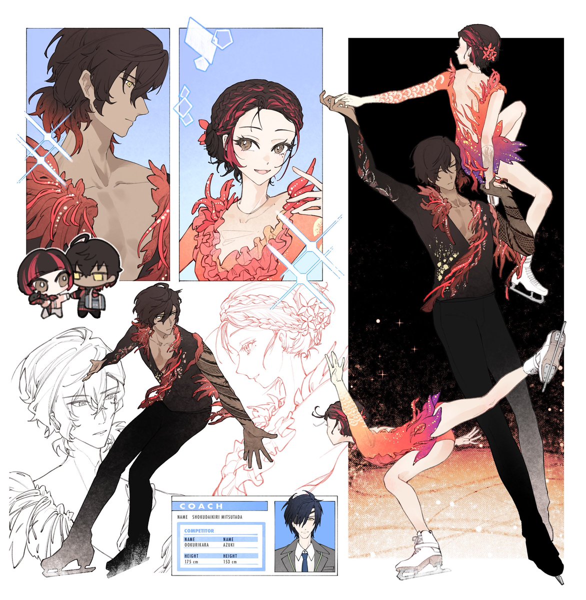 うちの審神者と伽羅で、
ペアスケートのAUをがっつり形にしました⛸️

信頼と安定感を大事にしたペアだと思います。

そしてちょうど今日、刀の氷演の発表もあって……
なんだかとても嬉しい気持ちになっています❄️