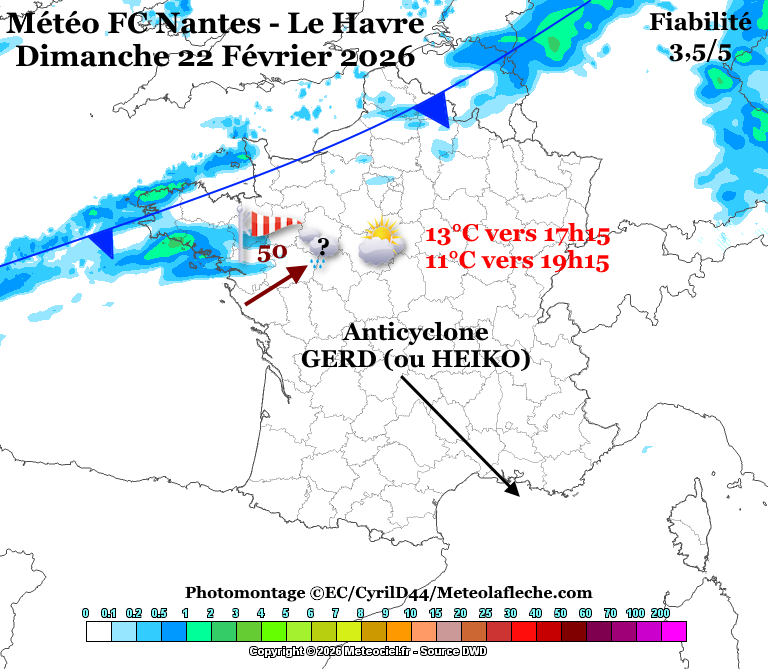 CyrilD44's tweet photo. Point #météo #FCNHAC (Fiabilité 3,5/5)
Sec pour une fois ? Pas sûr du tout !
L'anticyclone #GERD (ou #HEIKO) étendrait sa dorsale sur le pays.
ça devait a priori renforcer la défense de #Nantes face aux assauts des perturbations et donc de rejeter les pluies hors de la ville... https://t.co/HP6aMReZlV