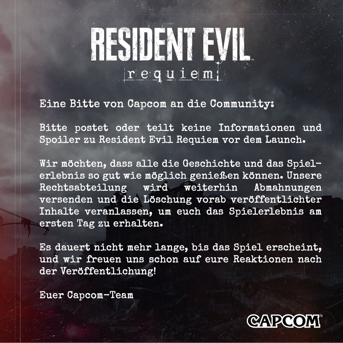 Eine Nachricht an die Resident Evil Community.