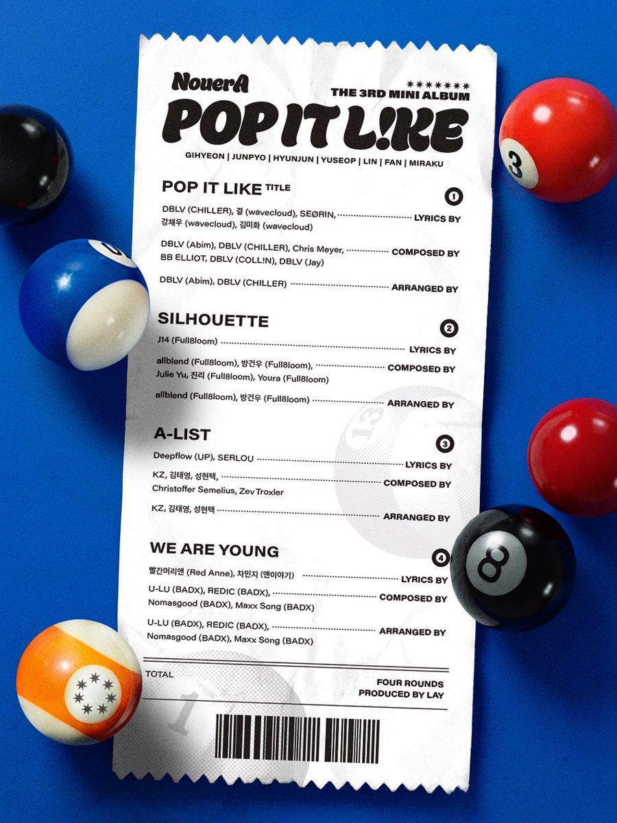 [🎱] POP IT LIKE | TRACK LIST

1. POP IT LIKE [TITLE]
2. SILHOUETTE 
3. A-LIST
4. WE ARE YOUNG

PROD. BY LAY

🗓️ 2026.03.09
⏰ 6 PM KST

#NouerA #누에라 #ヌエラ
#POP_IT_LIKE