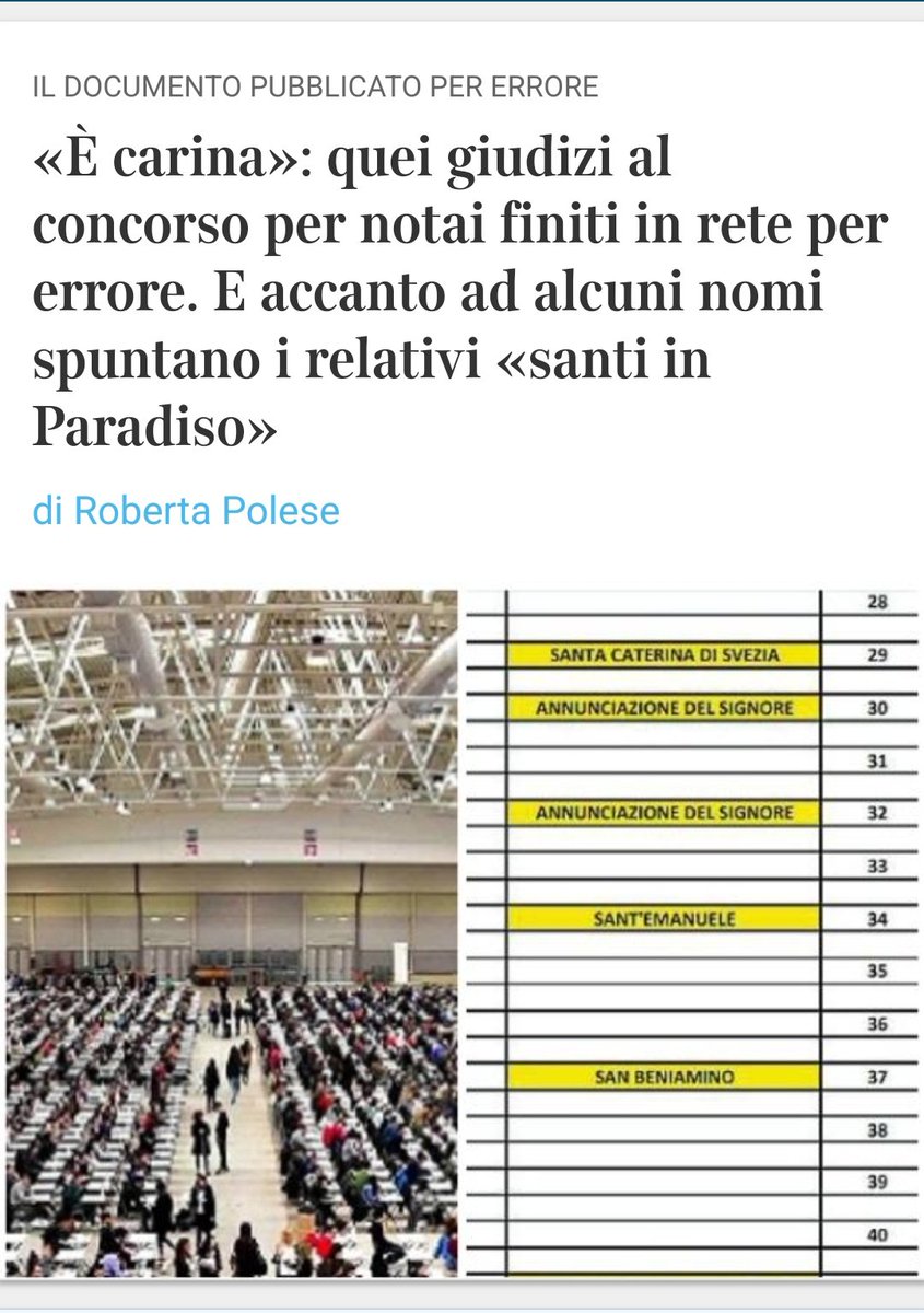 Ennesimo concorso per #notai truccato.
Pubblicato per errore un elenco con i nomi dei candidati e...relativi padrini.

Ah, ma l'abuso d'ufficio non c'è più.
Che c'è rimasto?
Truffa ai danni dello Stato?
Non l'hanno ancora depenalizzata?

#GovernoDellaVergogna