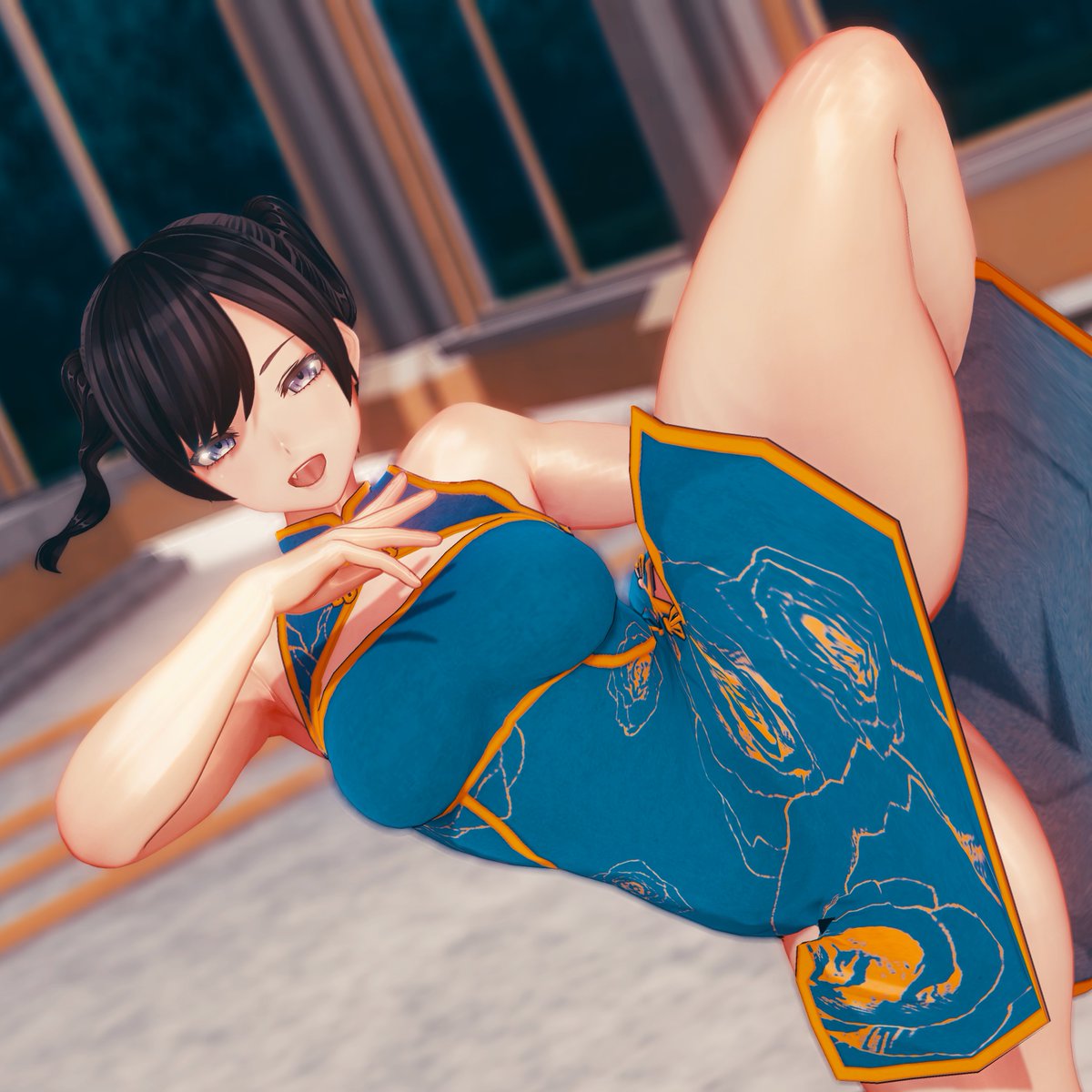 #cm3d版深夜の真剣エディット60分一本勝負   

お題は｢チャイナ服 片足立ち 八重歯」

#COM3D2 #カスタムオーダーメイド3D2