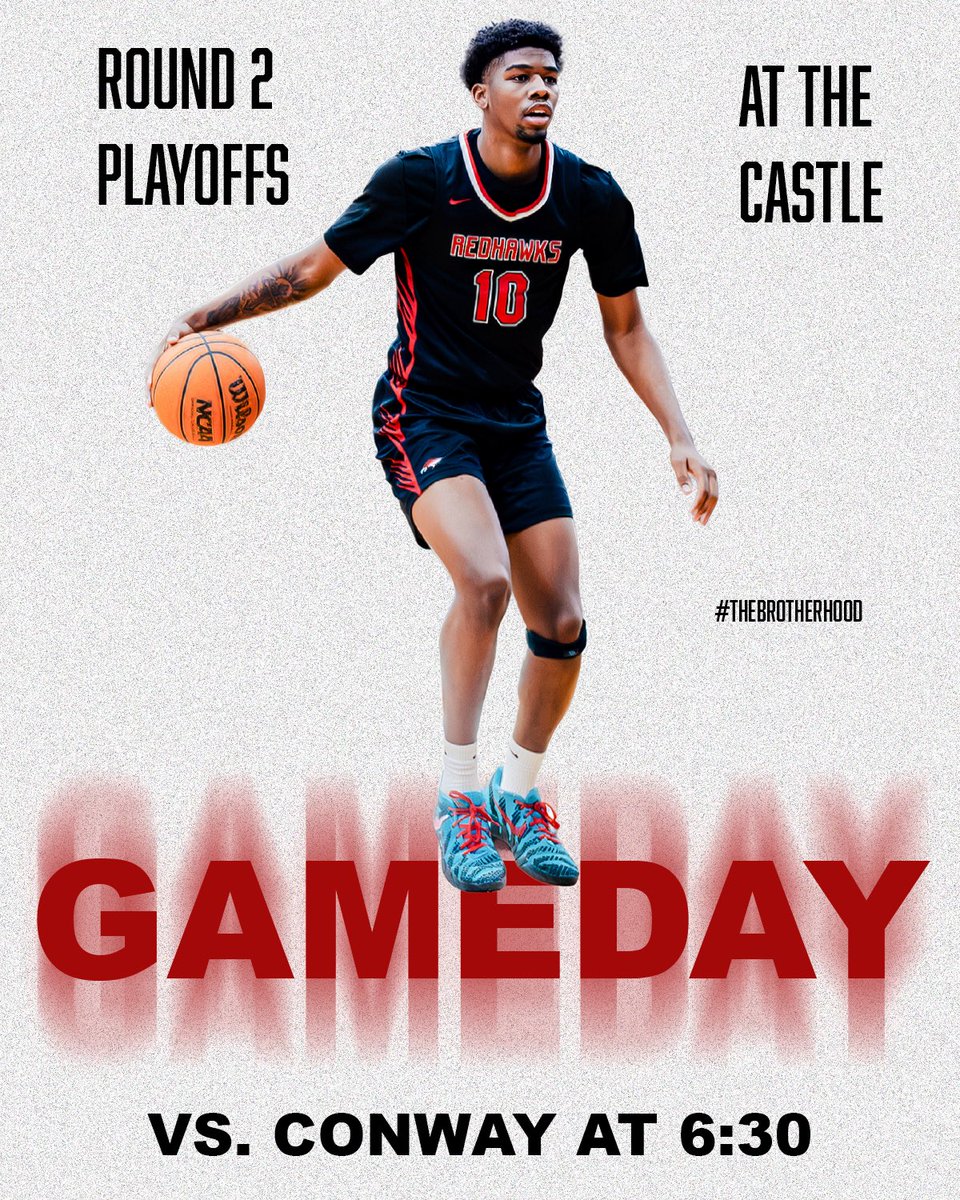 WAKE UP, It’s GAMEDAY

Playoffs Round: 2️⃣
🆚 Conway      
🕠: 6:30PM
📍The Castle     

#TheBrotherhood ❤️🖤