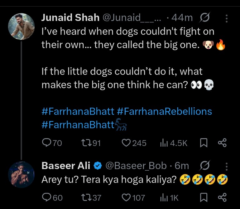Are #BaseerAli  bhai . Mere dost <a href="/Junaid___Shah/">Junaid Shah</a>  ko kyu pel diya 😂😂😂
#Bahana #FarrhanaBhatt  #AmaalMallik