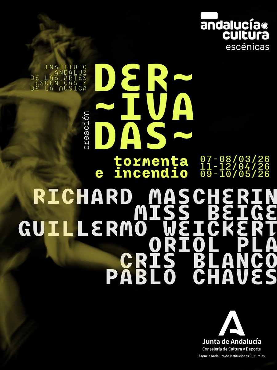CulturaCuenta's tweet photo. ‼️Abierto el plazo para inscribirte en los talleres y sesiones del programa #Derivadas en el Centro de Creación Coreográfica de Andalucía y el #CIRAE 

👇Programa completo
https://t.co/bpc1S7a0cL

@CulturaAND @JuntaSevilla @AndaluciaJunta @SevillaOcio @sevilla_secreta @susyqdanza https://t.co/9Xsv5EWE8F