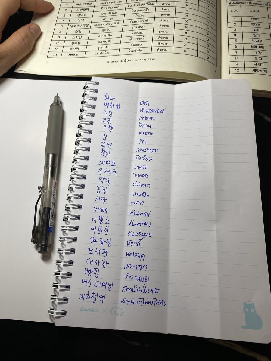 จะลองคัดศัพท์แบบเป็นคอลัมๆแบบนี้ คัดคำศัพท์สลับไปมากับความหมาย เค้าบอกจะจำได้ดี แต่ว่าไม่อยากทำเป็นแผ่นแยกๆ เลยทำให้สมุดแล้วพับๆเอา น่าจะได้แหละเนอะ 😆