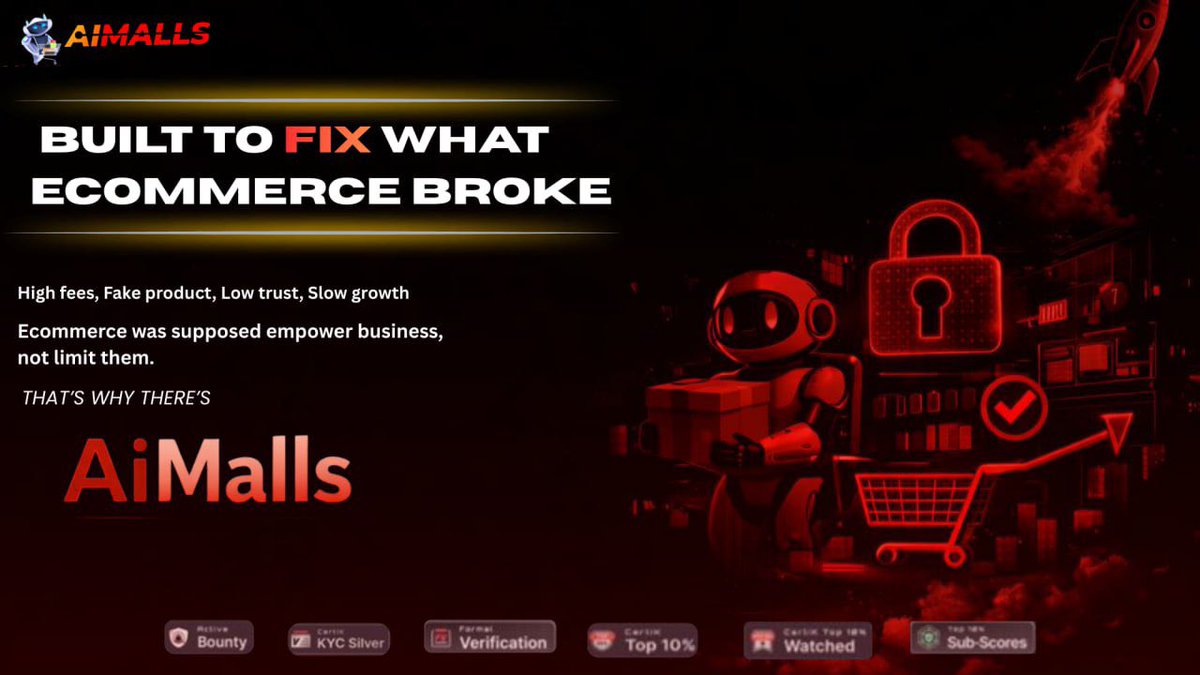 ai_malls's tweet photo. 💎 Built to Fix What eCommerce Broke

High fees. Fake products. Low trust. Slow growth.

eCommerce was supposed to empower businesses, not limit them.

🔥That’s why there’s AiMalls.

✅A smarter marketplace. ✅A safer shopping experience. ✅A platform built for real growth.

Less friction. More trust. Bigger opportunities. 🚀

#AiMalls #AIT #ecommerce $AIT