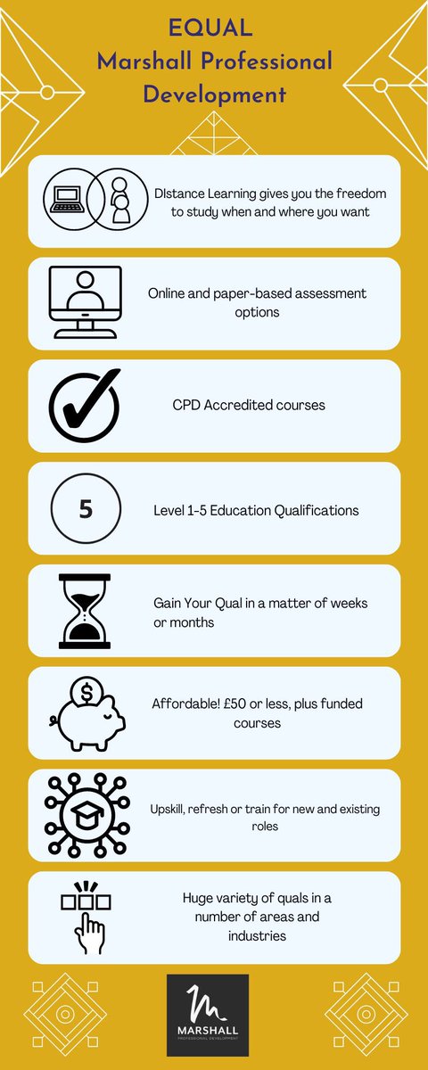 EQUAL - Our online learning platform to deliver CPD training to you at low cost, low fuss!

Leadership &amp; Management
Personal Development
Employability
Childcare &amp; Education
Finance
Digital
Health/Mental Health
And many more!

Get your CPD from £30:

marshall-pd.theskillsnetwork.com