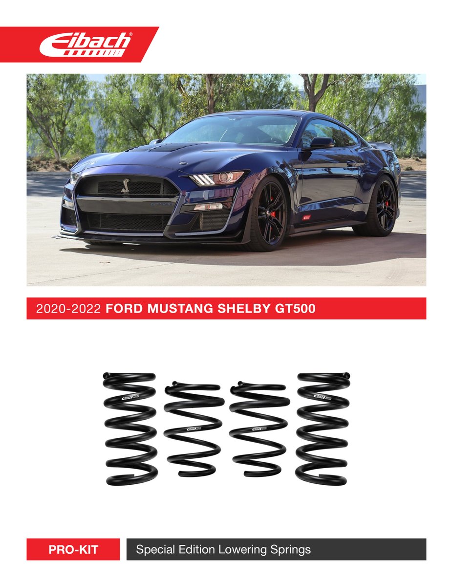 EibachCanada's tweet image. Eibach PRO-KIT for the 2020-2022 Ford Mustang Shelby GT500 is in stock and ready to ship. Find your set online at Eibach.ca

Part # E10-35-029-10-22

#eibach #eibachcanada #mustang