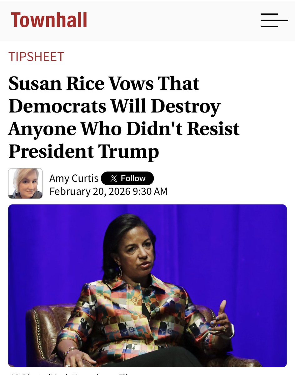 RantyAmyCurtis's tweet photo. Susan Rice Vows That Democrats Will Destroy Anyone Who Didn't Resist President Trump

https://t.co/Qbz2Ai47yG

Like my writing? Check out my first book: Gaslight, How the Democratic Party Lost Its Mind to Radical Leftism and Abuses Voters in the Process, available now on Amazon! https://t.co/wPCkeqdDAA