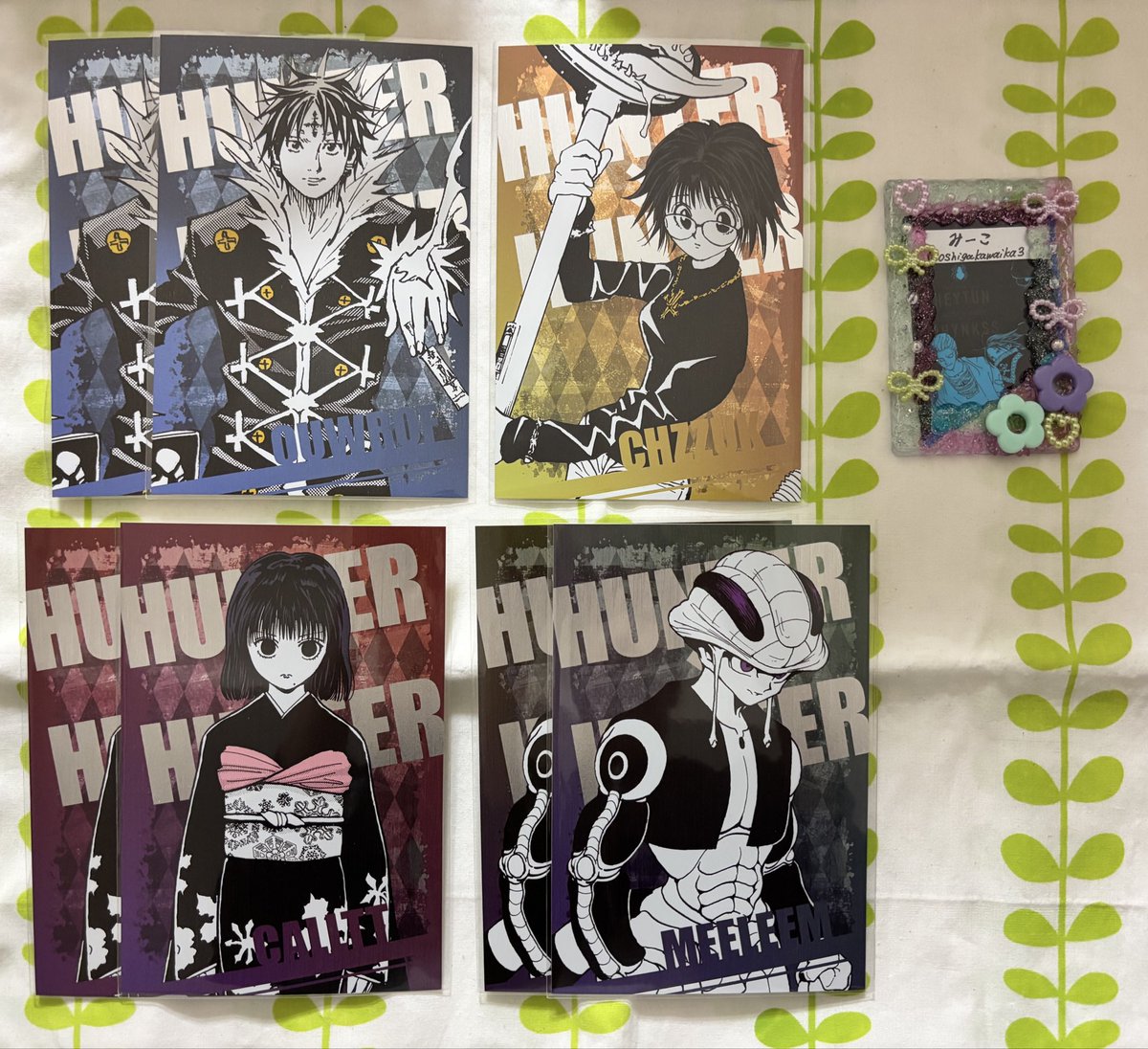 oshigakawaika3's tweet photo. 【交換】HUNTER×HUNTER ポストカードコレクション

【譲】クロロ2、シズク、カルト2、メルエム2

【求】同異種フェイタン(フィンクス)

郵送希望。初回の方はプロカ必読。未読、流し読みは返事しません。
クロロ1点の裏側に薄く印刷汚れのようなものがあります(画像参照) https://t.co/xk215KfY96