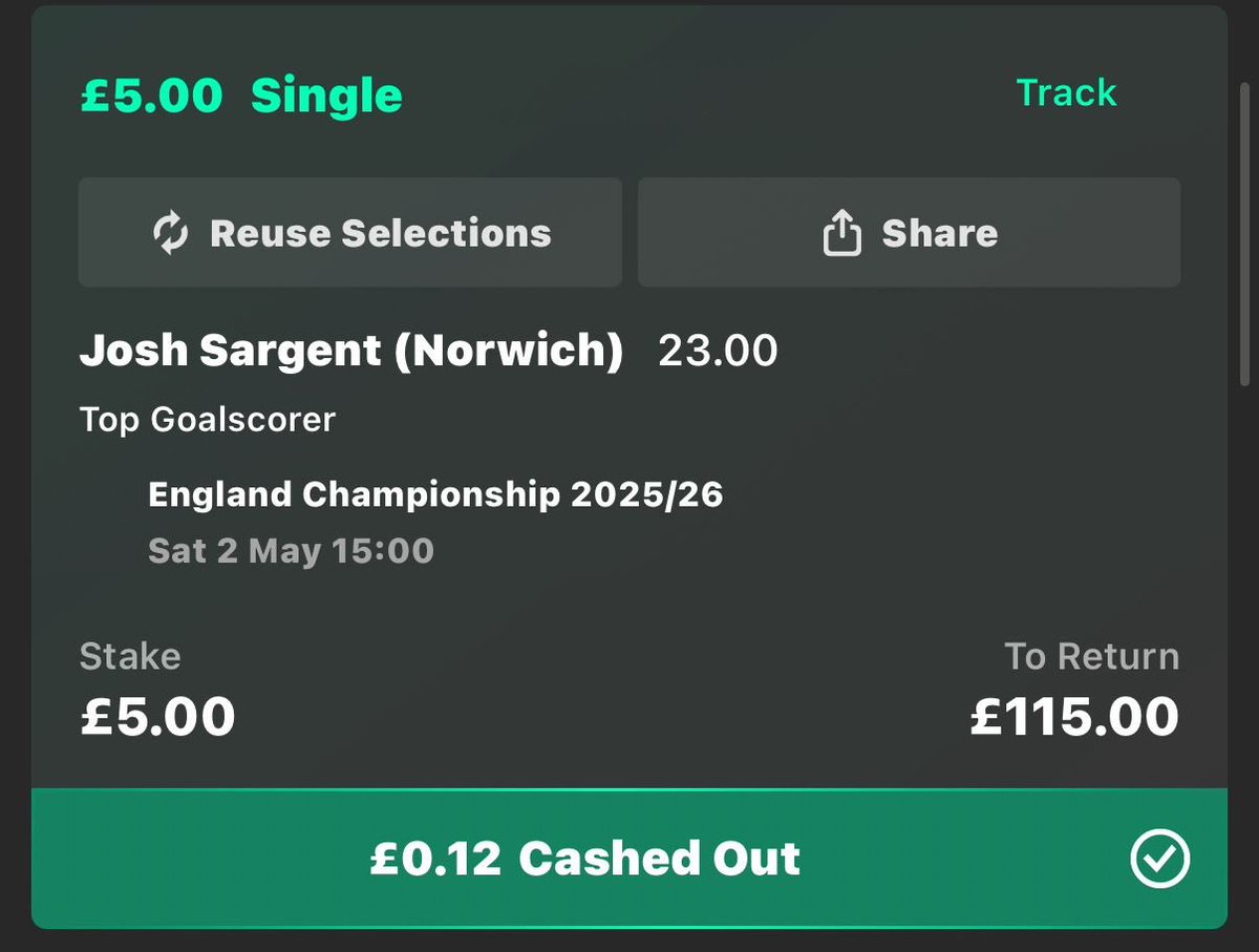 Bet365 too slow so I took advantage.  Have to know when to get out…..#ncfc