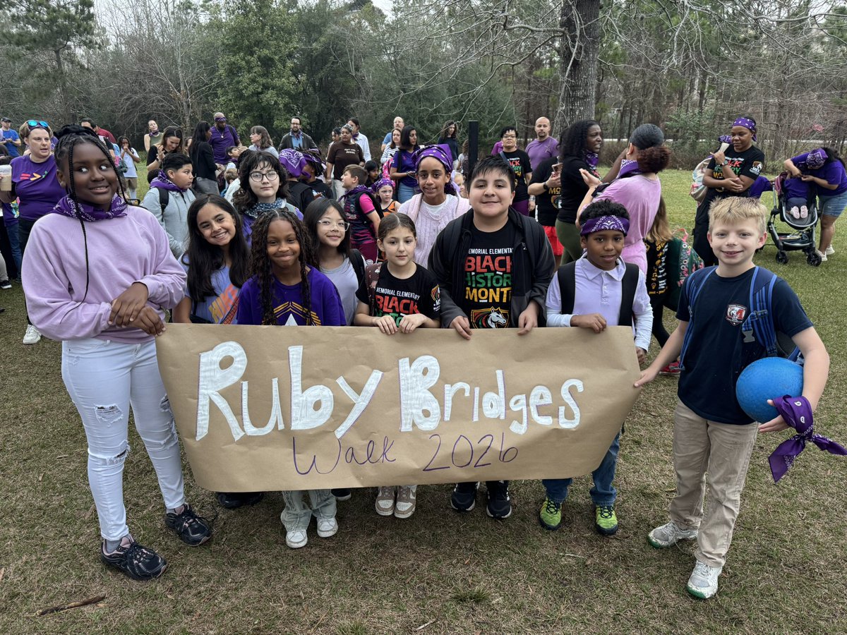 TeacherPurdon's tweet photo. What an amazing showcase of community at our first Ruby Bridges Walk! 💜💜💜 Way to go Mustangs! https://t.co/Aw6MoFVKOV