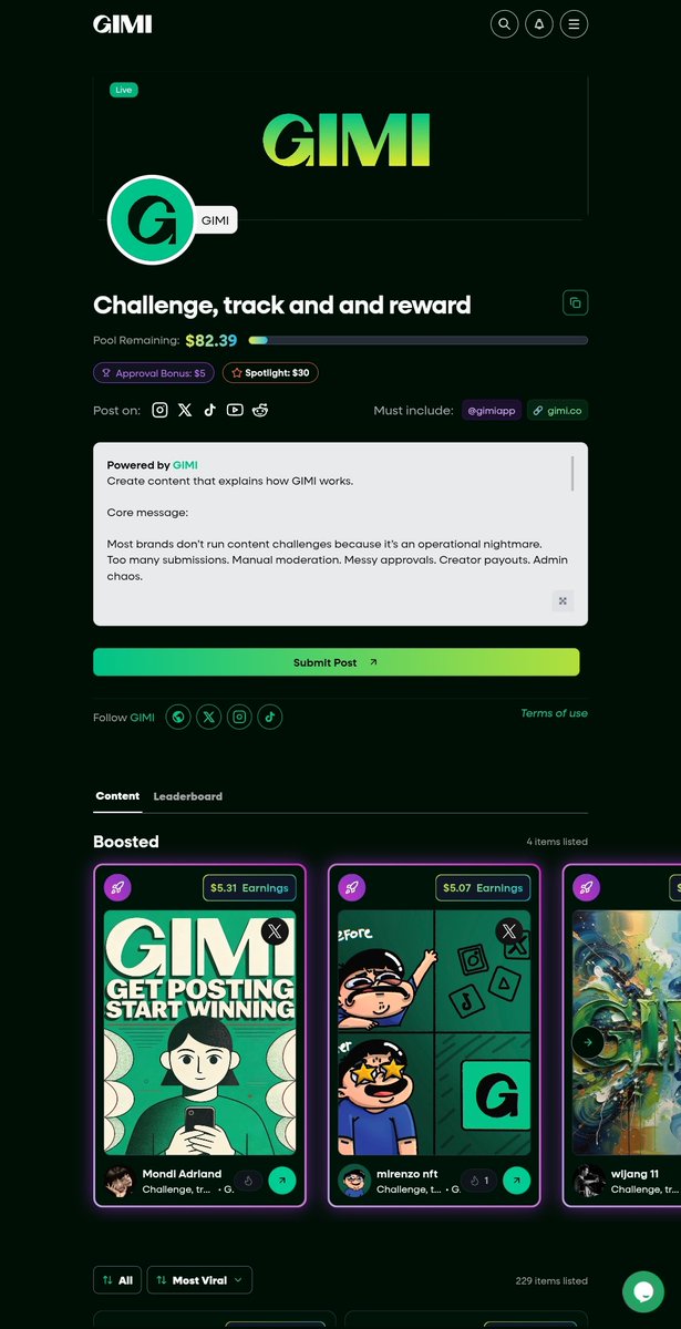 CryptaMocca's tweet photo. How GIMI works:

1. Brand creates campaign, sets rules, funds rewards
2. Creators post content, paste link in GIMI
3. AI verifies real engagement, filters bots
4. Auto-payouts—cash or crypto—based on views/impact

You pay for results. Not followers. https://t.co/pAk6i7jE8q