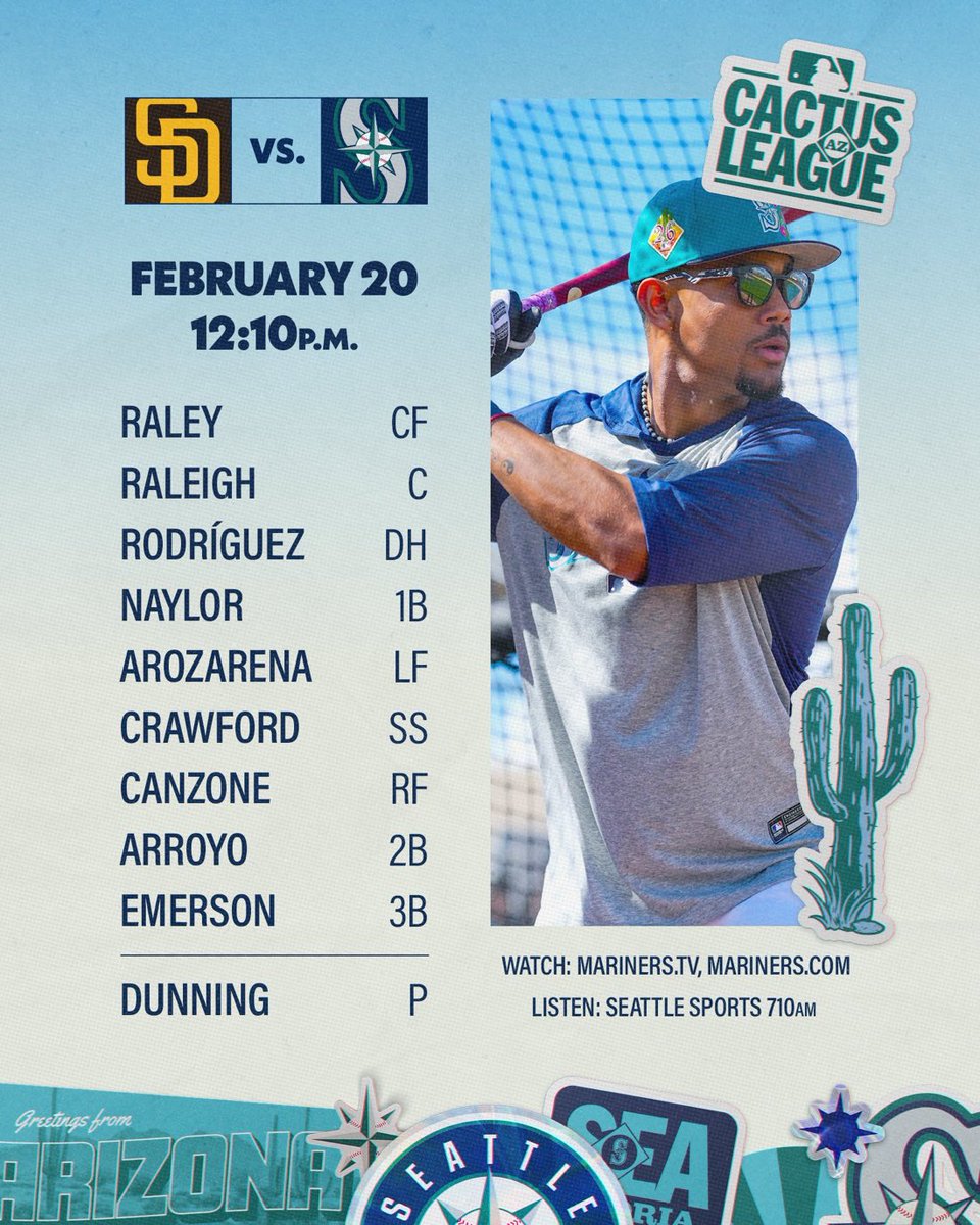 MarinersONTap's tweet photo. Mariners first lineup drop of 2026 🥹 https://t.co/bHFmiGvj3s