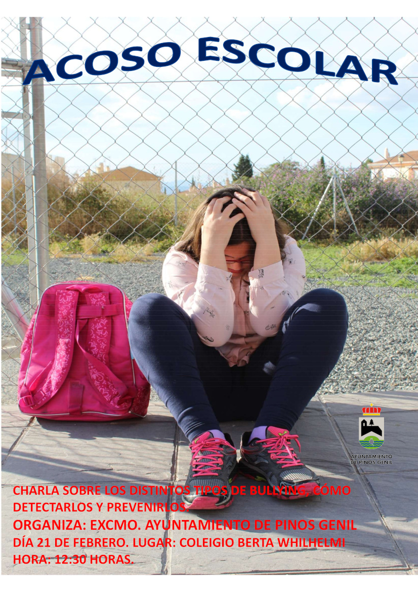 CHARLA SOBRE ACOSO ESCOLAR

DISTINTOS TIPOS DE BULLING, CÓMO DETECTARLOS Y PREVENIRLOS.

Día: 21 de febrero de 2026
Hora: 12:30h
Lugar: CEIP Berta Wilhelmi

#PinosGenil