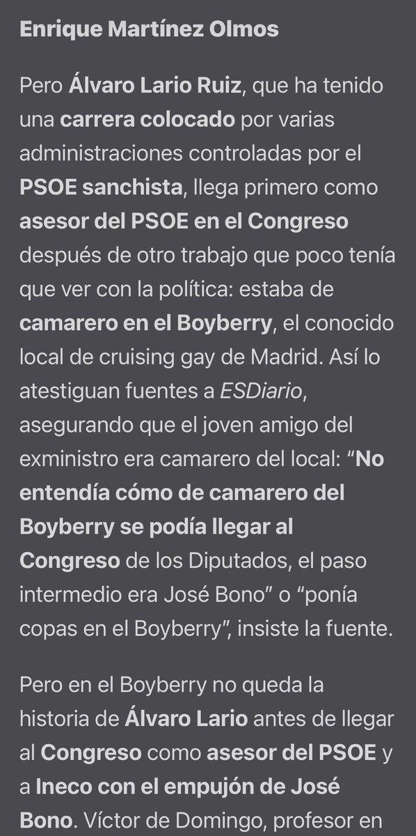 macroymercados's tweet photo. #Propongo, leyendo esto sobre Alvaro Lario Ruiz, acabar con los asesores. ¿Por qué he de pagar yo al que se cepilla al diputado? Presuntamente, claro.
Así colocaba José Bono: de joven camarero de un cuarto oscuro gay a trabajar en el Congreso y en Ineco
https://t.co/8bpMKw2zdd https://t.co/hV0hCZxiSW