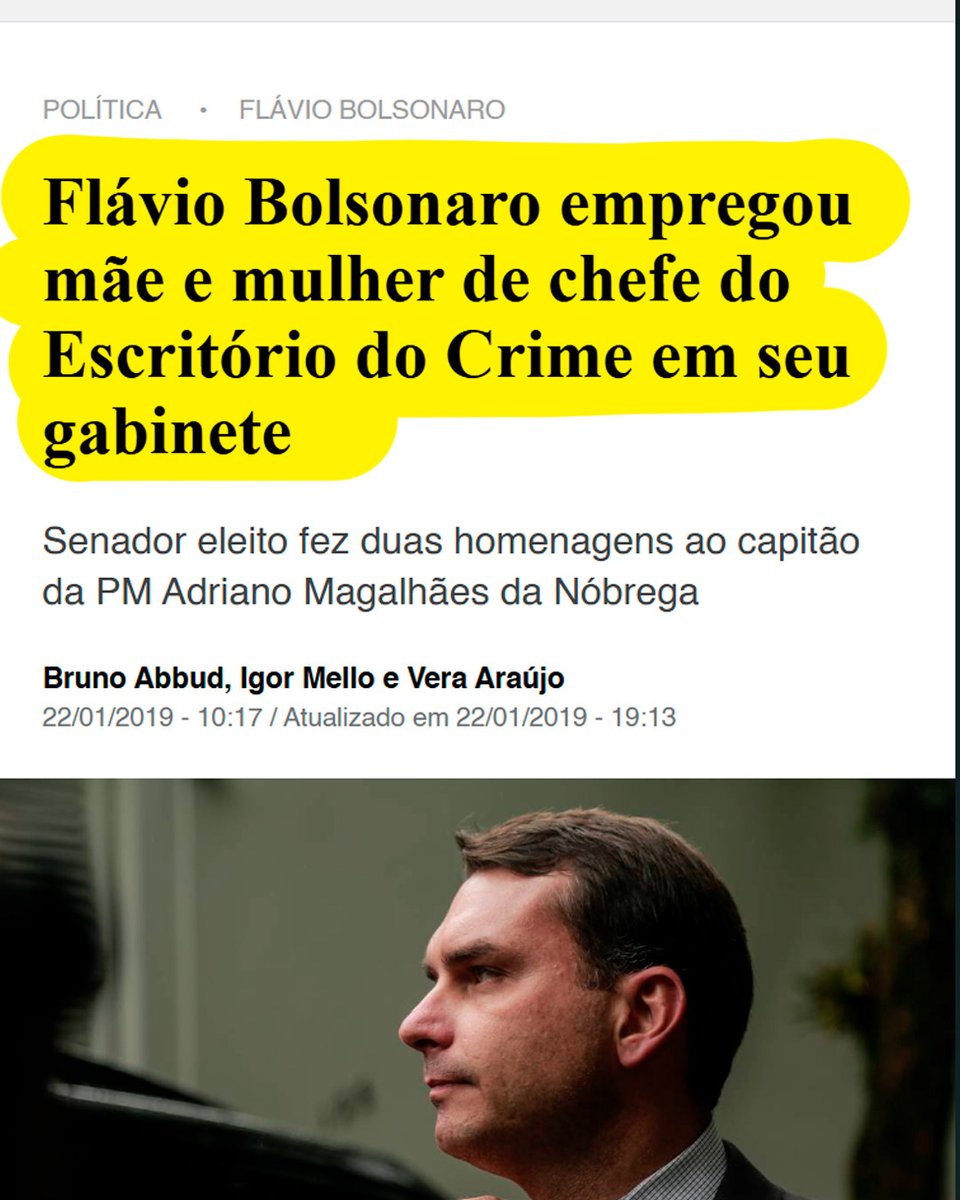 Flávio Bolsonaro: muito corrupto e empregou parentes e condecorou Adriano da Nóbrega assassino de aluguel.
É esse que a classe dominante quer presidente?