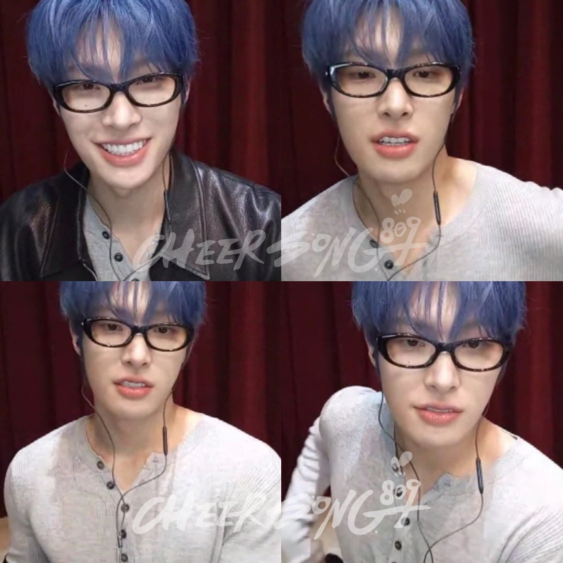 the blue hair, the cunty glasses, the cutieful smile, the perfectly fitted shirt, the face card, the leather jacket….oh mingi this is seriously a look for the books