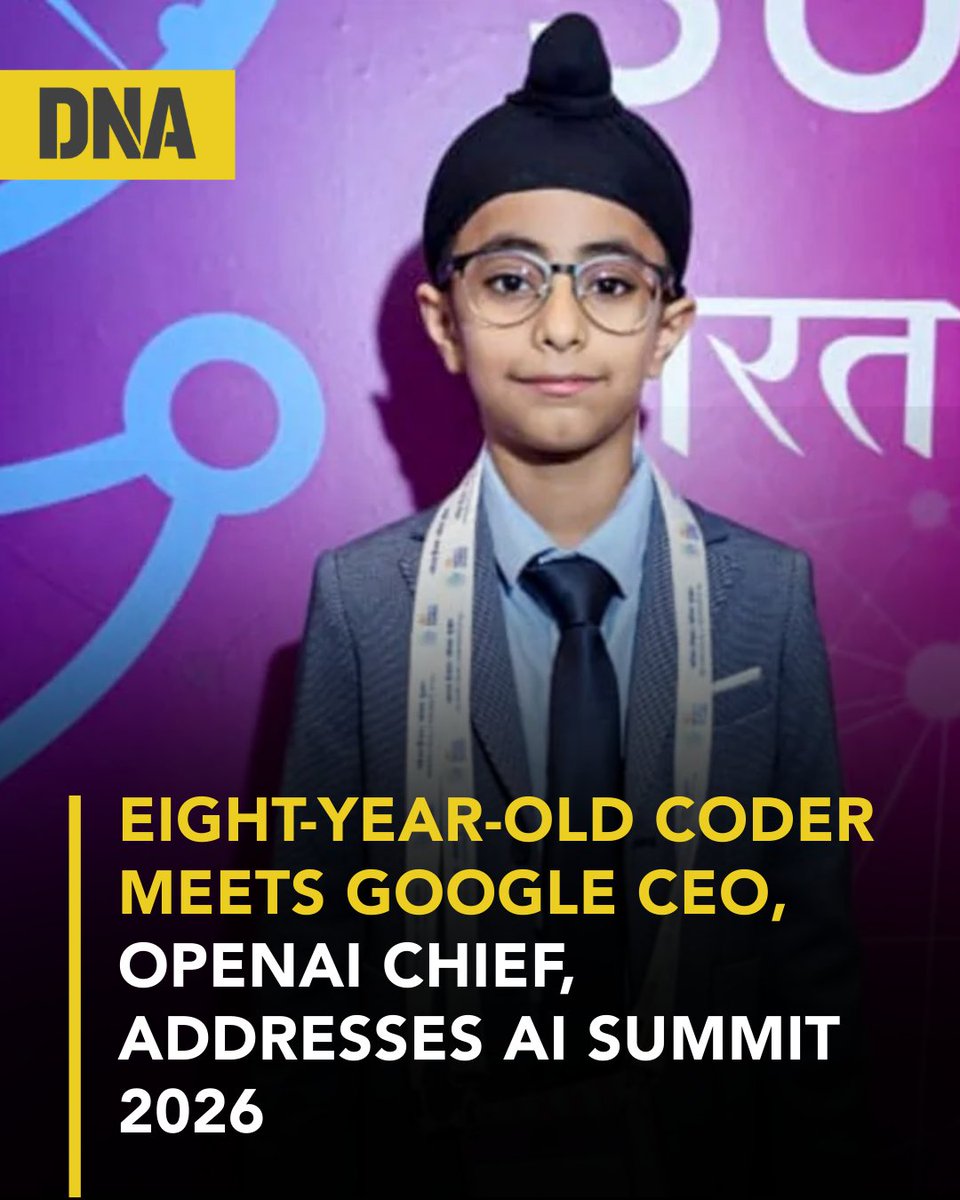 dna's tweet photo. An 8-year-old Ranvir Sachdeva has become the centre of attention as he became the youngest speaker at the India #AIImpactSummit 2026 that included global technology executives and policymakers.

Read here :https://t.co/6ZEctT30zM

#NDAUpdates | #AISummit | https://t.co/aHnbYHOdjO