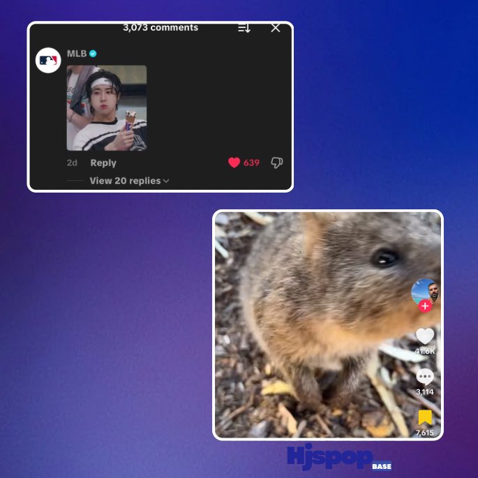 'MLB' official TikTok account has commented a picture of #HAN Jisung on a video about Quokka's being the cutest creature in the world.