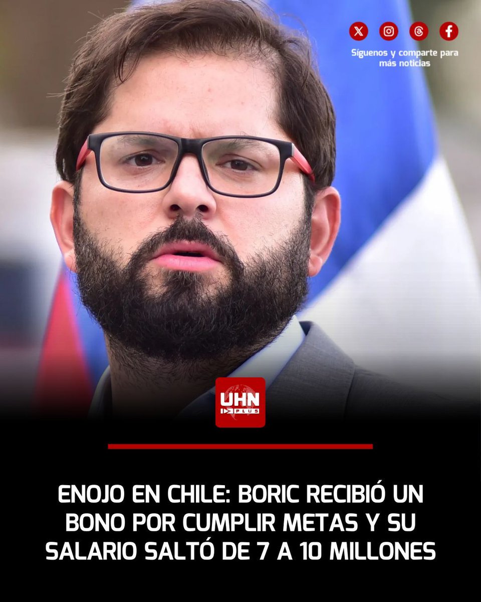 🇨🇱‼️ | Chile recorre horas de indignación. El presidente Gabriel Boric recibió un bono que elevó su sueldo bruto mensual de 7 millones a más de 10 millones de pesos chilenos, en medio de una economía golpeada por la inflación y el aumento del costo de vida. El bono trimestral es