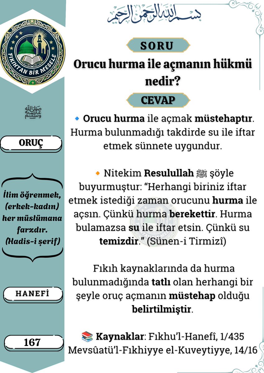 👉 Orucu hurma ile açmanın hükmü nedir ❓