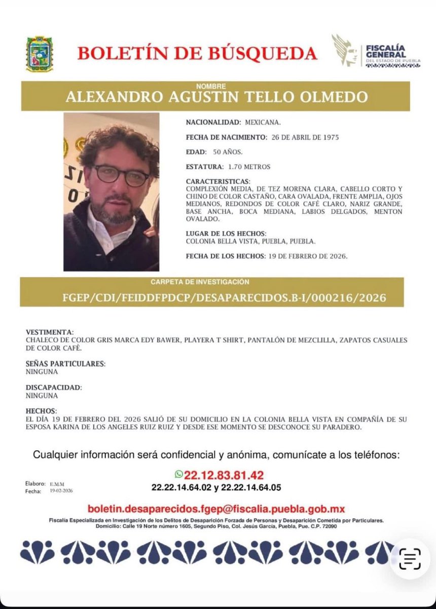 Anaguival's tweet photo. @armentapuebla_  @pepechedrauimx  urge localizarlos @JCarlos_Valerio @lopezdoriga  desaparecidos en la ciudad de Puebla https://t.co/bLFhxJ25wf