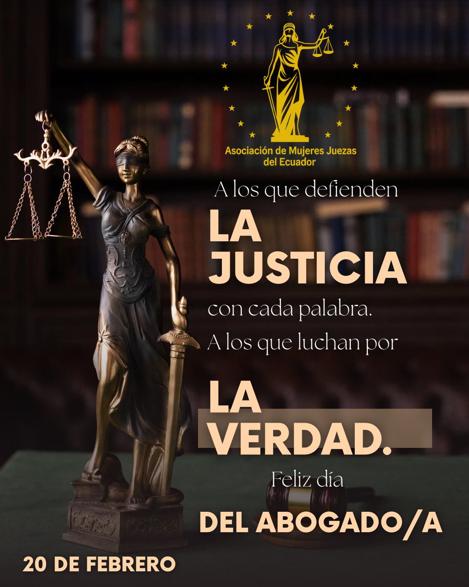 En este Día del Abogado/a Ecuatoriano, desde AMUJE rendimos homenaje a quienes ejercen el Derecho con ética, vocación y compromiso con la justicia.

Reconocemos su valiosa labor en la construcción de una sociedad más equitativa.

¡Feliz Día!

#abogados #mujeres #Justicia