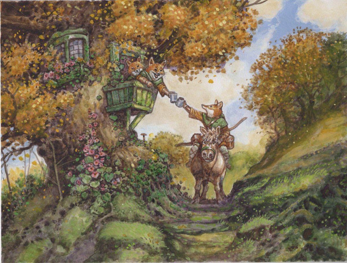 Cheers. Last ale before deployment. Watercolour and gouache on board. Work continues on new Gwelf book. More soon. Tally Ho!