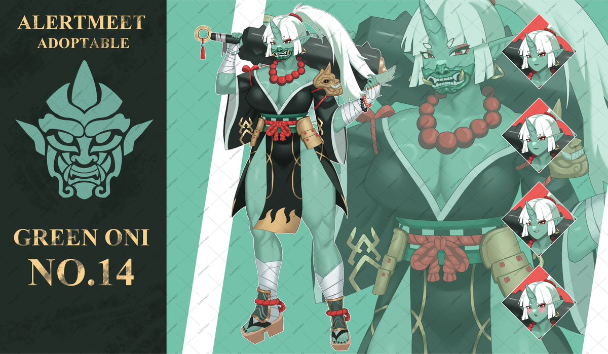 Alertmeet03's tweet image. My Green oni Adoptable no. 14 Bid here👇
deviantart.com/alertmeet/art/…
#characterdesign #adoptable #Adoptable #auction 
#kemonomimi #oni #digitalartwork