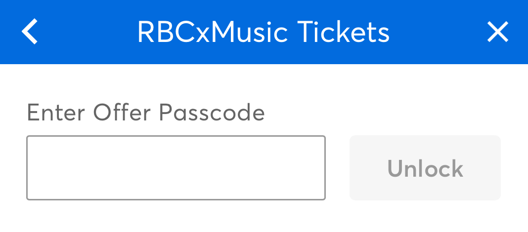 RBCxMusic codes to unlock Ticketmaster seats for concerts:

GV587Z
NA67Y8
HZL644
QL6JH8
NA6FCT
NA6XGH
GVATNP
J2N8K6

Available on Ticketmaster 🇨🇦only for participating events, subject to availability.