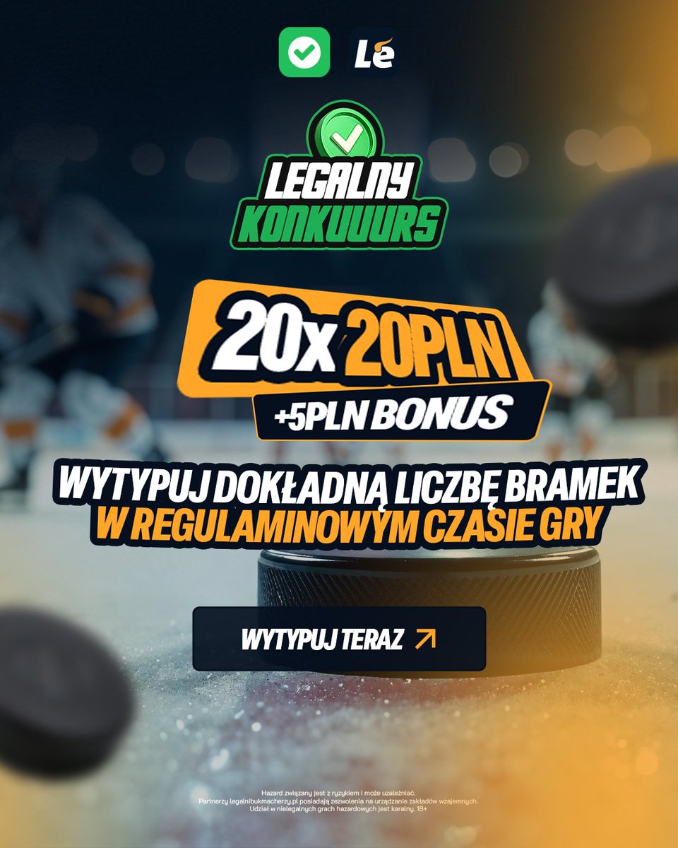 Kolejny konkurs z freebetami. 💸

Tym razem uderzamy w hokej. Wytypuj dokładną liczbę bramek w finałowym meczu na IO i zgarnij freebet.

Klasycznie odpowiedzi wrzucacie na naszej stronie w panelu gracza! 👇
legalnibukmacherzy.pl/panel-gracza/w…