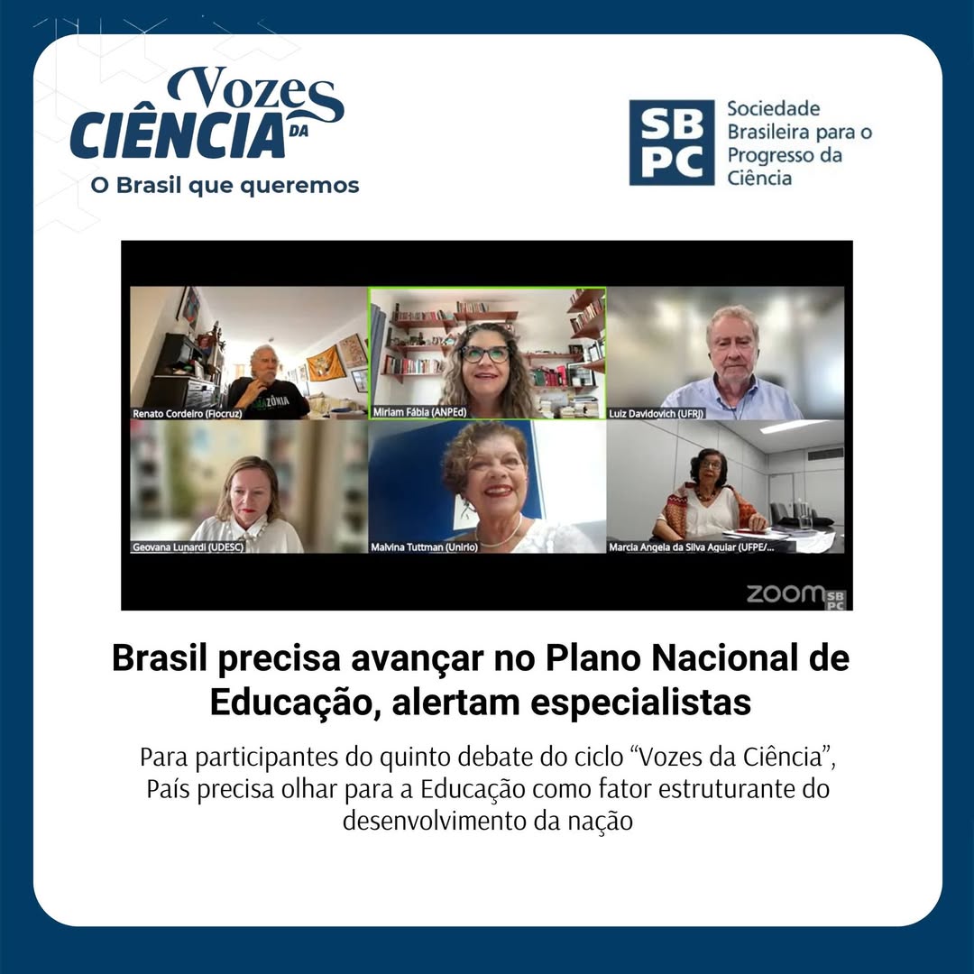 SBFTEnet's tweet image. 🎙️ Sociedade Brasileira para o Progresso da Ciência (SBPC) promove 5º encontro do ciclo “Vozes da Ciência – O Brasil que queremos”  

▶️ Clique aqui e confira o debate completo: sbfte.org.br/sociedade-bras…