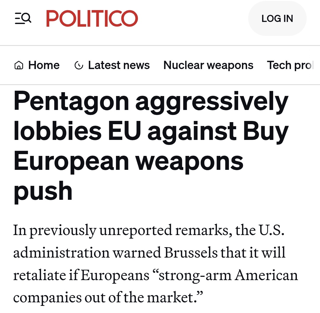 Först gnällde USA på att Europa inte satsade tillräckligt på sitt försvar. Sen gjorde USA sig till en opålitlig strategisk partner till Europa. Och nu när Europa ska rusta upp med hjälp av vapen som vi inte behöver sätta oss i USA:s knä för att kunna använda så kommer det här...