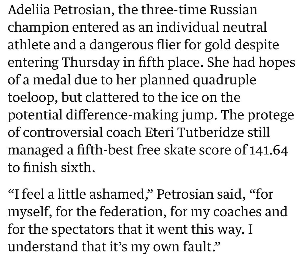 dazedomens's tweet photo. I hope Adeliia Petrosian is okay. She deserves safety, protection &amp; should be so proud of how she electrified the competition

Meanwhile her coach is a monster who berated a sobbing, drugged teenager &amp; is accused of starving &amp; abusing other children #MilanoCortinaOlympics2026 https://t.co/gpD0rwJ6ru