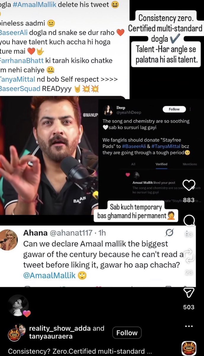 not only liking posts against the person he considers brother (bhaichara) but also liking chatke MV liya, this really shows your standards and how big chapri you are… no wonder she refused to do the MV with you.
rejected 12th runner up…

#FarrhanaBhatt #FarrhanaRebellions