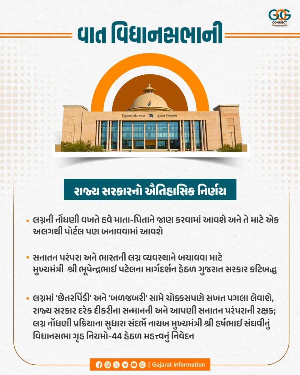 લગ્ન નોંધણી પ્રક્રિયાના સુધારા સંદર્ભે નાયબ મુખ્યમંત્રી શ્રી હર્ષભાઈ સંઘવીનું વિધાનસભા ગૃહ નિયમો-44 હેઠળ મહત્ત્વનું નિવેદન... #VaatVidhanSabhaNi