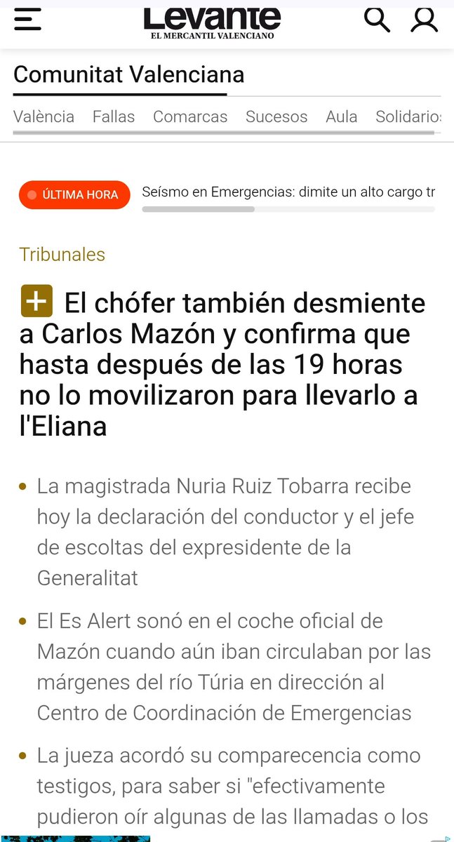 josevico4's tweet photo. Os cuento esto:

Hoy ha declarado ante la jueza de la dana el chófer de Mazón ese día.
Estuvo todo el día a su disposición pero no fue movilizado hasta pasadas las 19:00.
Ha confirmado que no estuvo el ningún momento trabajando en el Palau de la Generalitat, desmintiendo la versión de Mazón, de la Generalitat y de la Goebbels valenciana.

A esas horas es cuando se estaba debatiendo el envío del ES-Alert, que hubiera salvado muchas vidas.
Si se envía a las 18:30 o antes, es un hecho que se habrían salvado.
El puzzle está prácticamente completo, a la espera de que Pradas cante.

El primer ES-Alert le sonó a Mazón cuando iba de viaje al CECOPi.
Miserables
https://t.co/zPIk4oWSc8