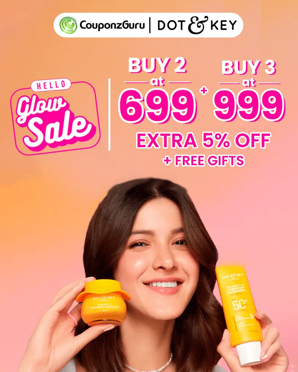 couponzguru's tweet image. Hello Glow Sale Is Here !!
- Now Buy 2 At Rs.699 | Buy 3 At Rs.999
- Also Get Extra 5% Coupon OFF &amp;amp; Free Gifts.
Checkout CouponzGuru To Avail The Offer.

#Cosmetics #glowupsale #coupon #ExtraDiscount

#buymoresavemore #CouponzGuru