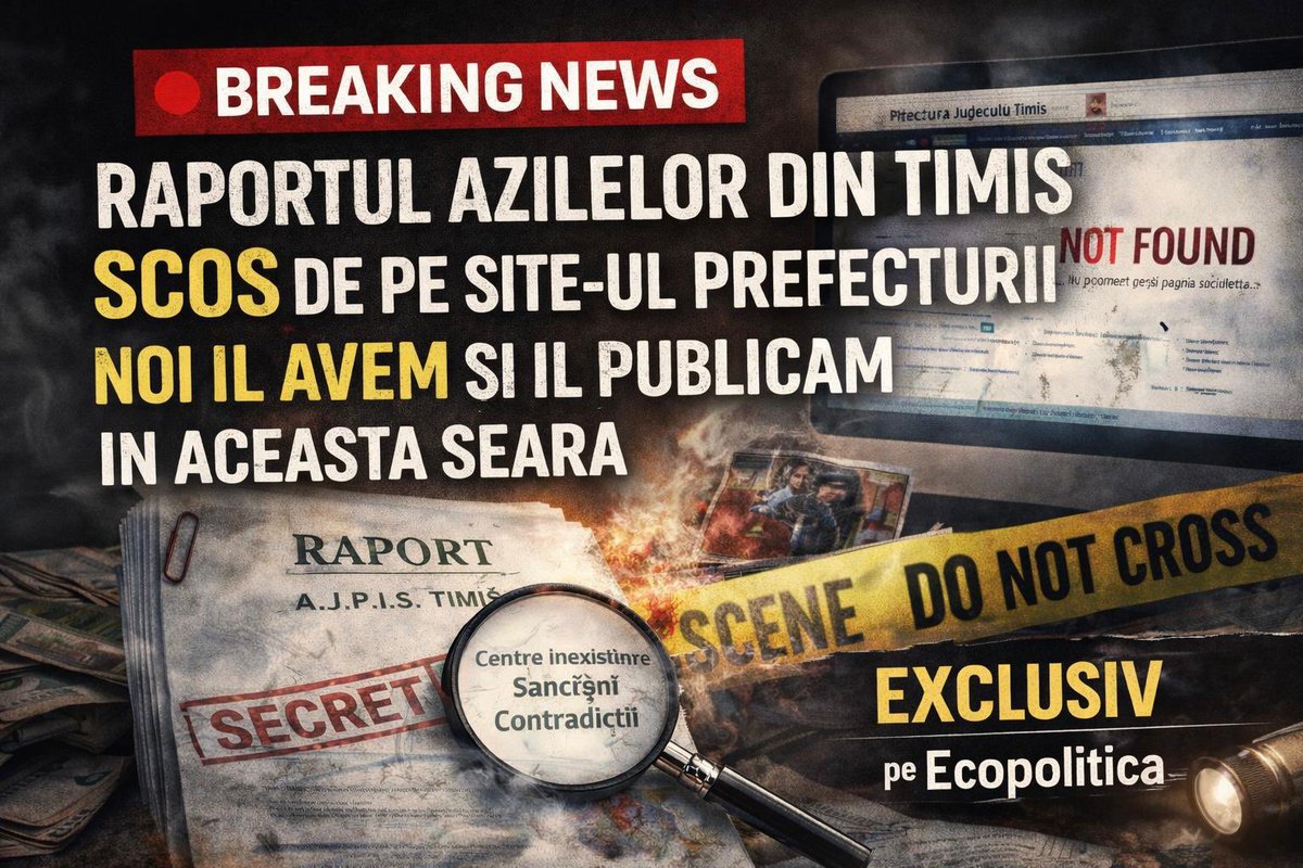 🔴 BREAKING NEWS

Raportul oficial al controalelor din azilele din Timiș a dispărut de pe site-ul Prefecturii.

A fost publicat discret.  
A stat ascuns într-un subfolder.  
Acum nu mai este deloc.

Noi îl avem integral.

Conține sancțiuni, centre inexistente la adresă, nereguli
