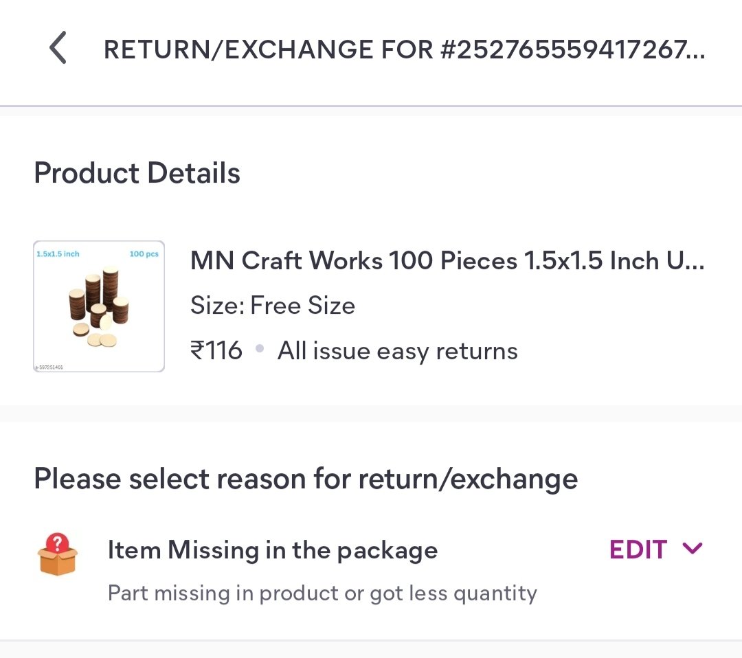 PayelBose26Dec's tweet photo. Order number 252765559417267584. Instead of 100 mdf pieces only 43 pieces  delivered. Now on return delivery agent is cancelling the pickup multiple times because only 43 pieces are present(not 100). Extremely disgusting service @meesho_support @Meesho_Official @meeshotech. https://t.co/0YU6gFqfGv